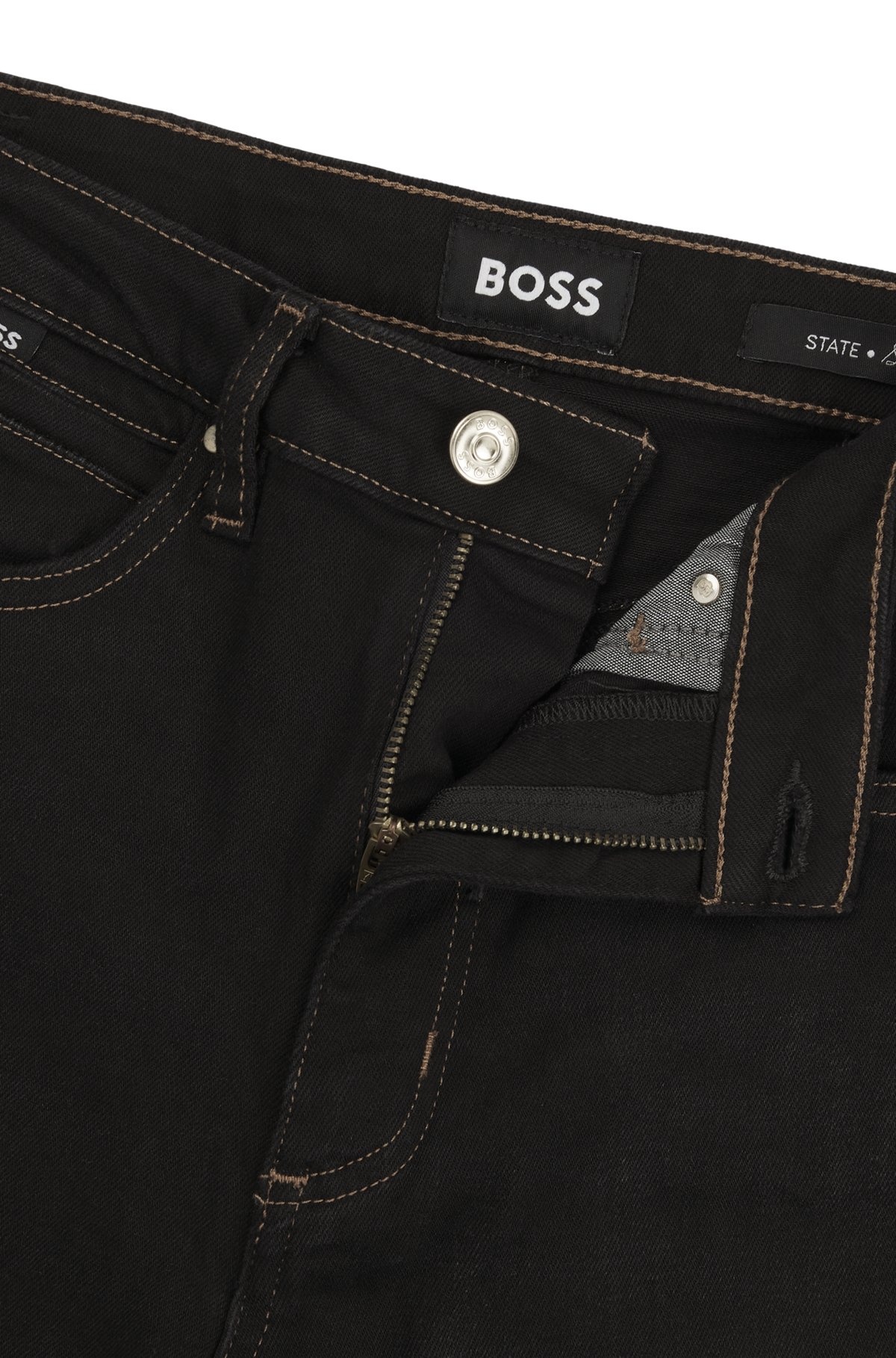 SLIM-FIT JEANS IN BLACK STRETCH DENIM - 6