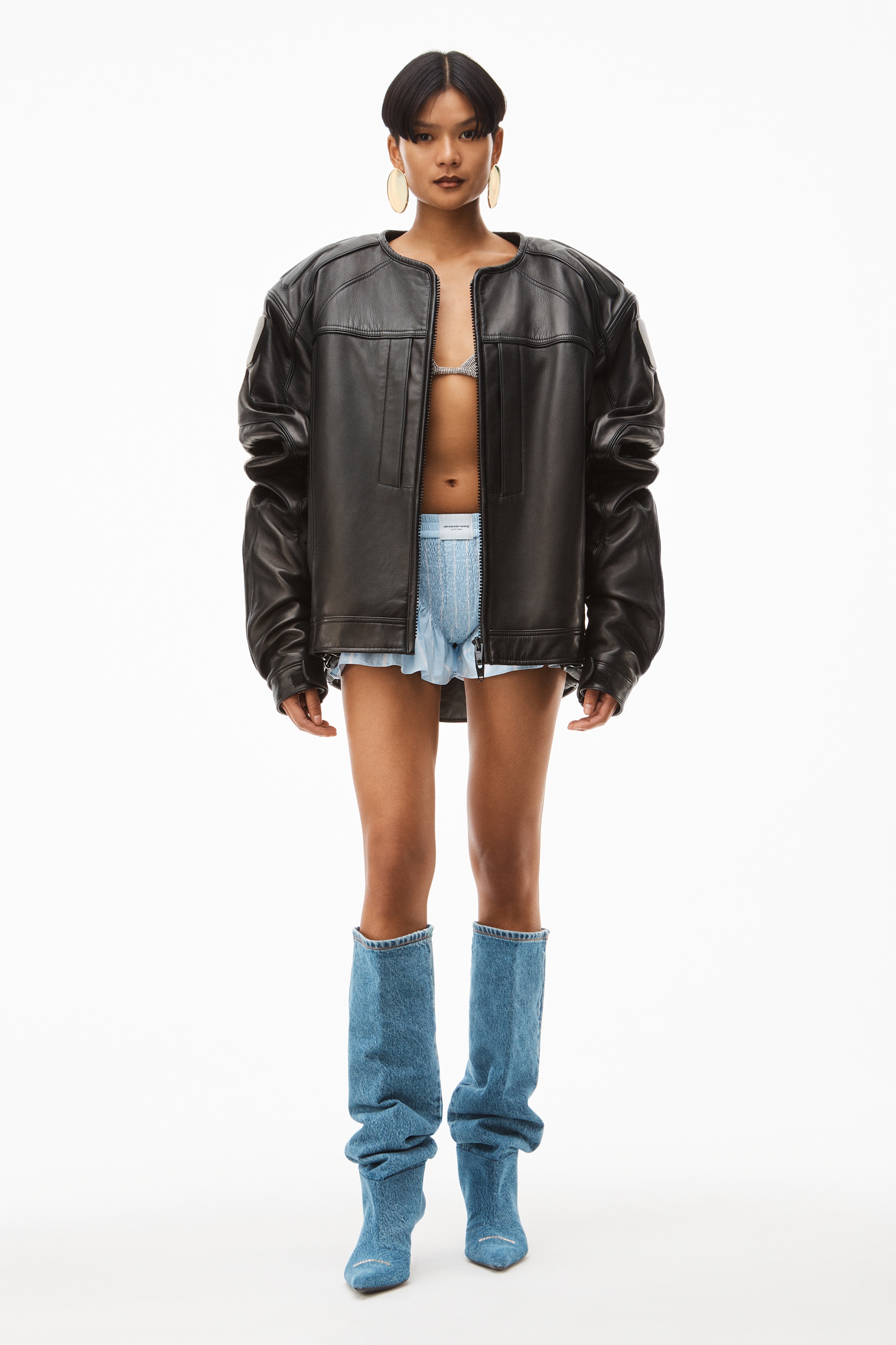 Alexander Wang OVERSIZED MOTO JACKET IN BUTTERY LEATHER | REVERSIBLE