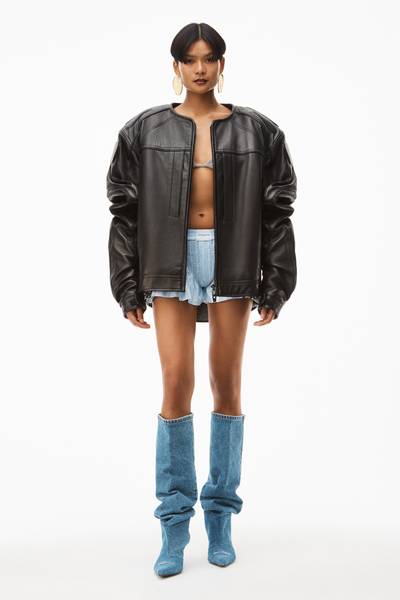 Alexander Wang OVERSIZED MOTO JACKET IN BUTTERY LEATHER outlook