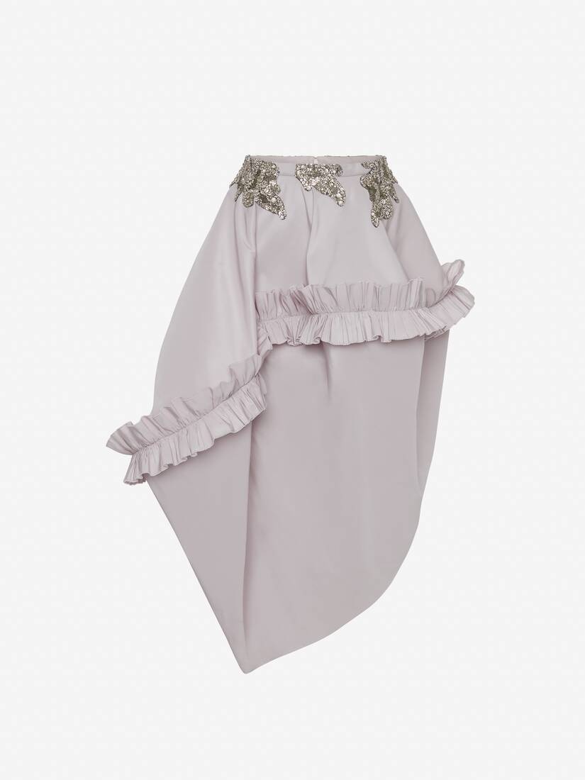 Women's Alchemilla Embroidery Asymmetric Balloon Skirt in Porcelain - 1