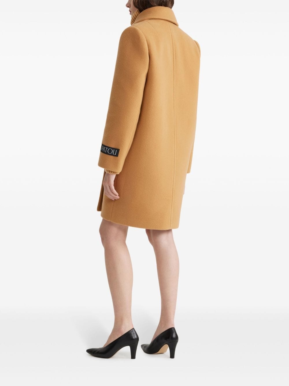 logo-patch double-breasted coat - 3