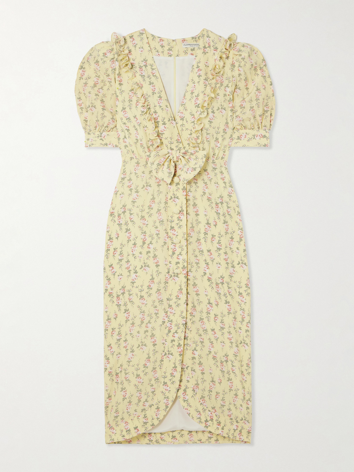 Garden Party Bow-detailed Floral-print Silk Crepe De Chine Midi Dress - 1