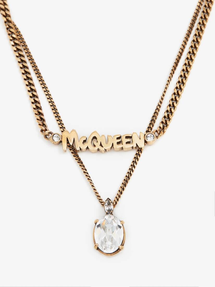 Mcqueen Graffiti Chain Necklace in Gold - 2