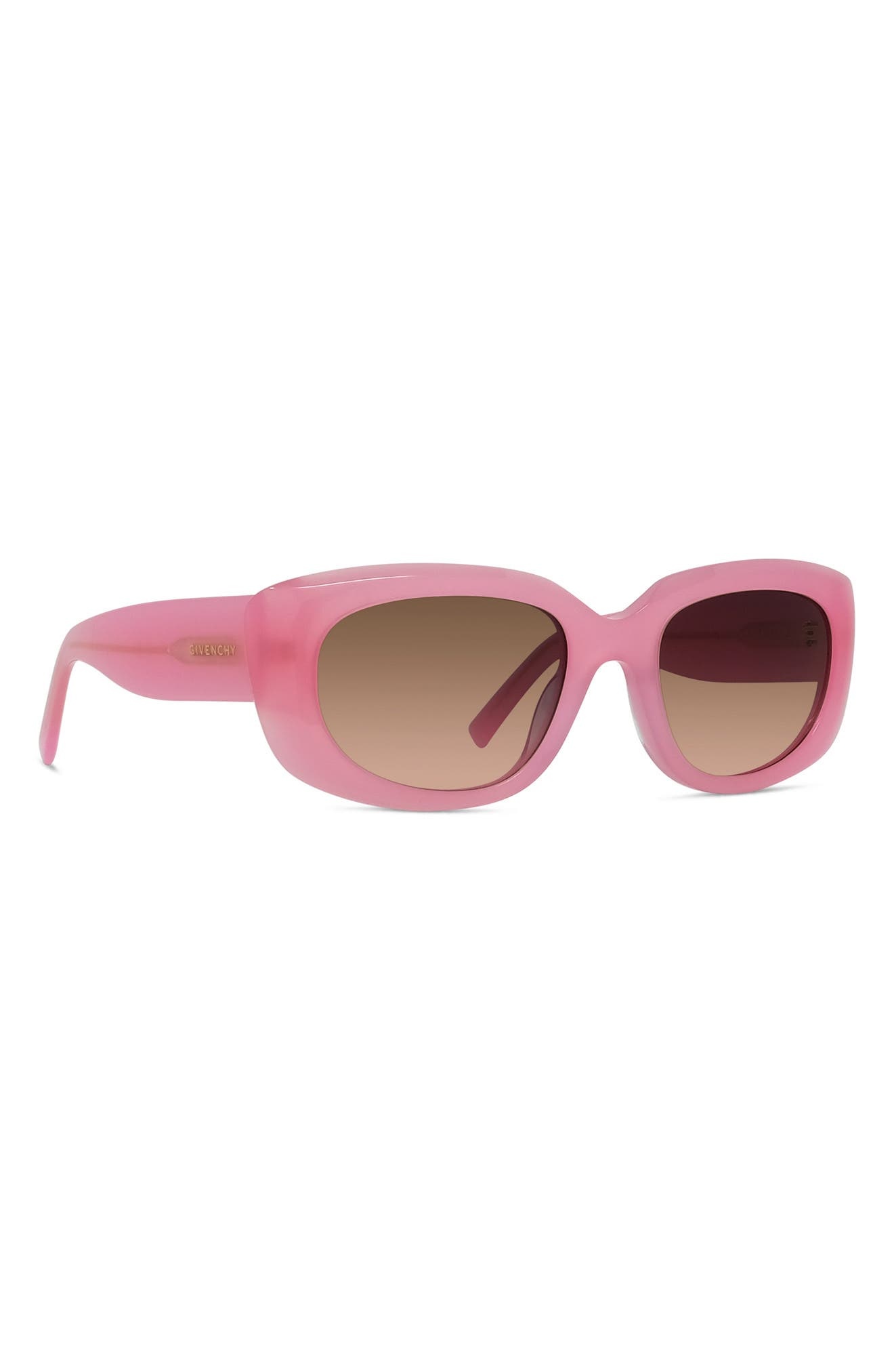Givenchy GV Day 54mm Geometric Sunglasses in Shiny Pink /Gradient Brown at Nordstrom - 3