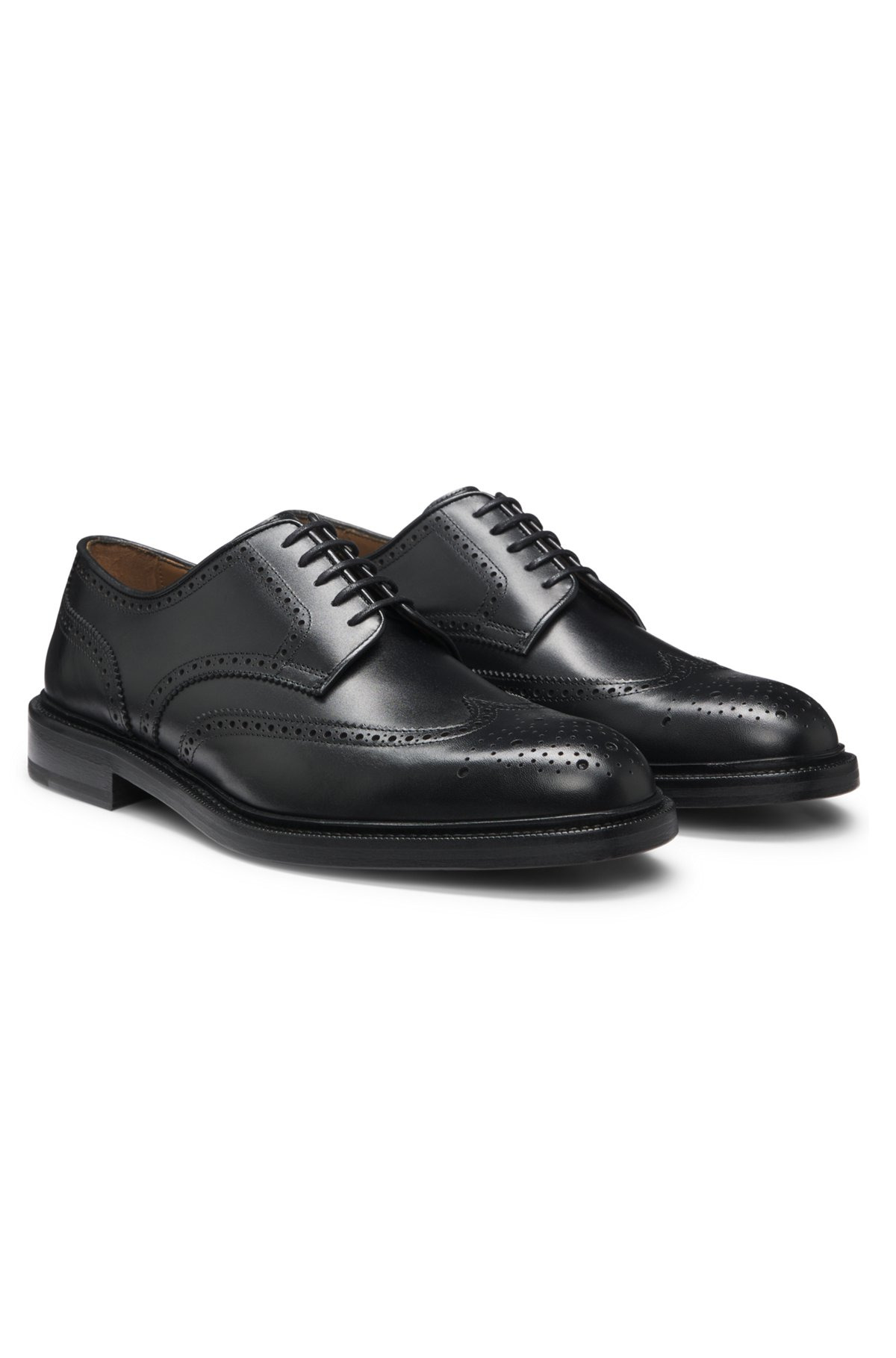 BURNISHED-LEATHER DERBY SHOES WITH BROGUE DETAILS - 2
