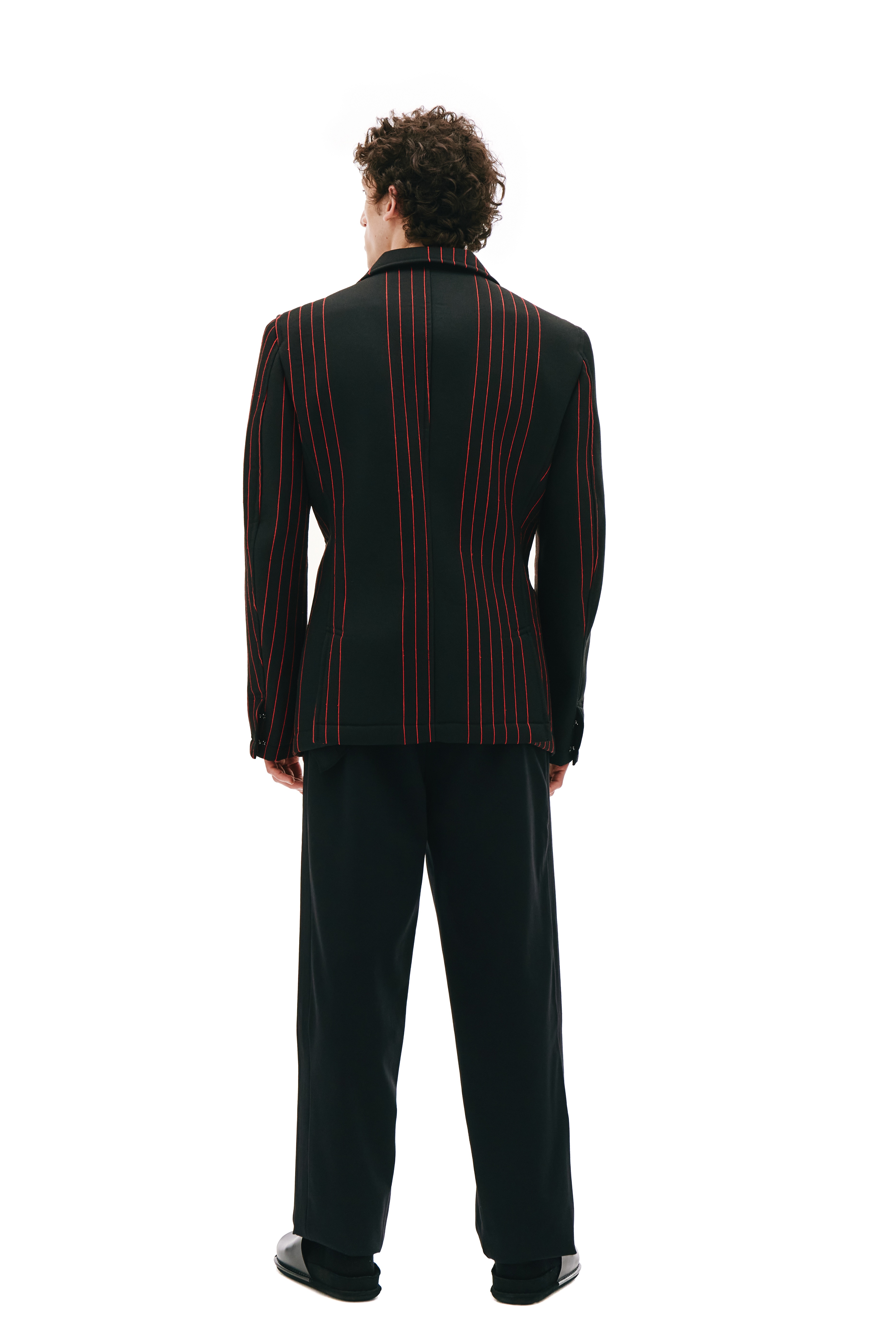 BLACK JACKET WITH RED STRIPES - 3