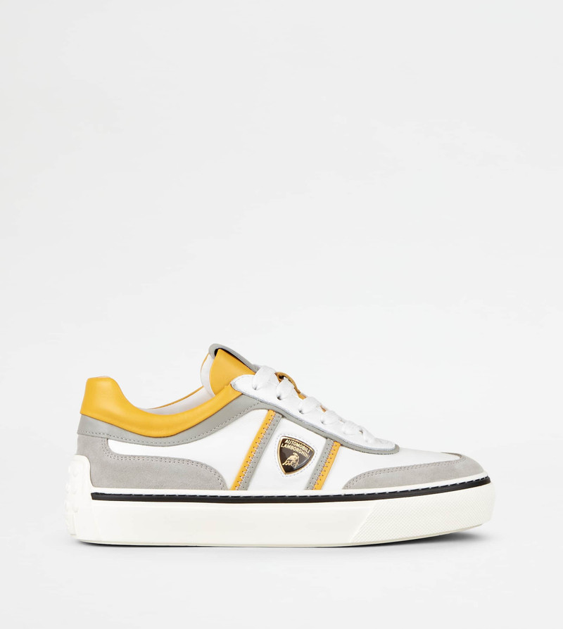 SNEAKERS IN LEATHER - GREY, WHITE, YELLOW 1