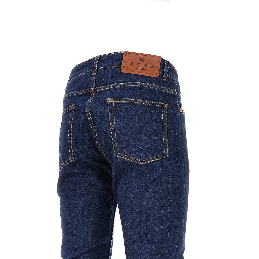 STRETCH DENIM PANTS WITH TOPSTITCHINGS - 4