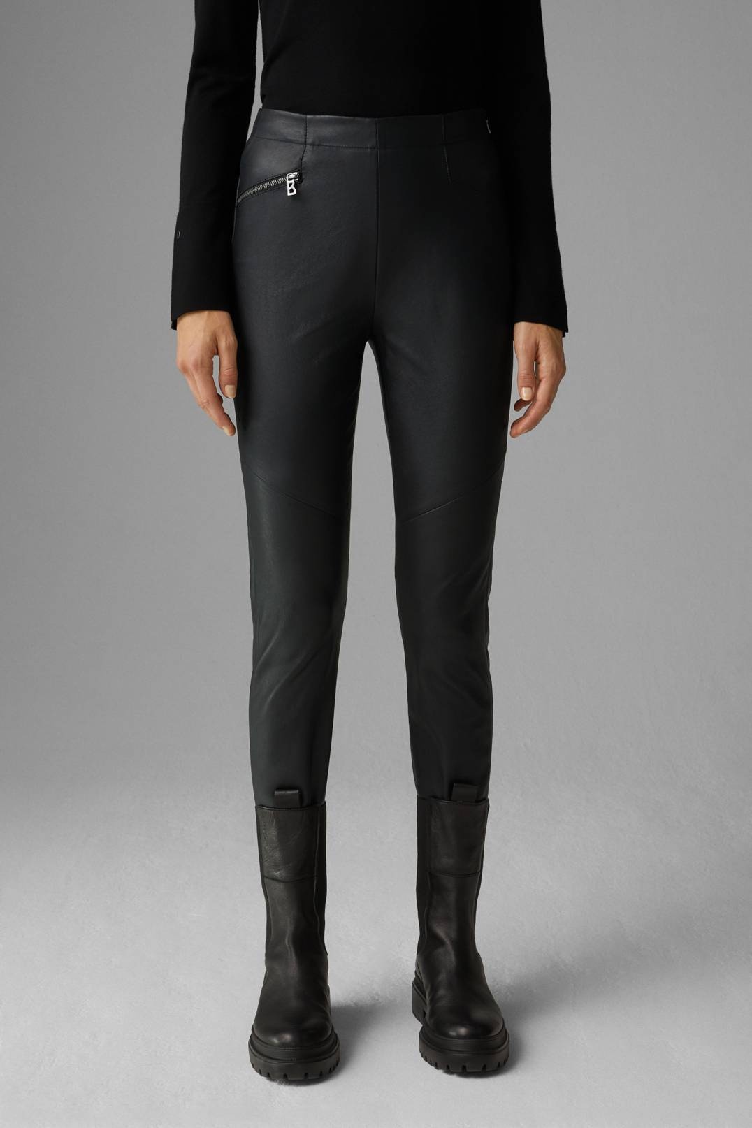 JUMI LEATHER STIRRUP TROUSERS IN BLACK - 2