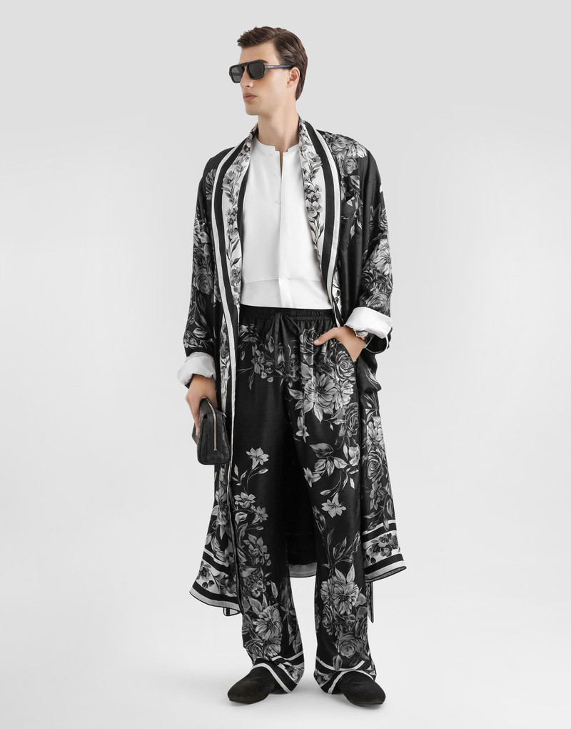 Dolce & Gabbana Flower bouquet-print jacquard twill robe outlook
