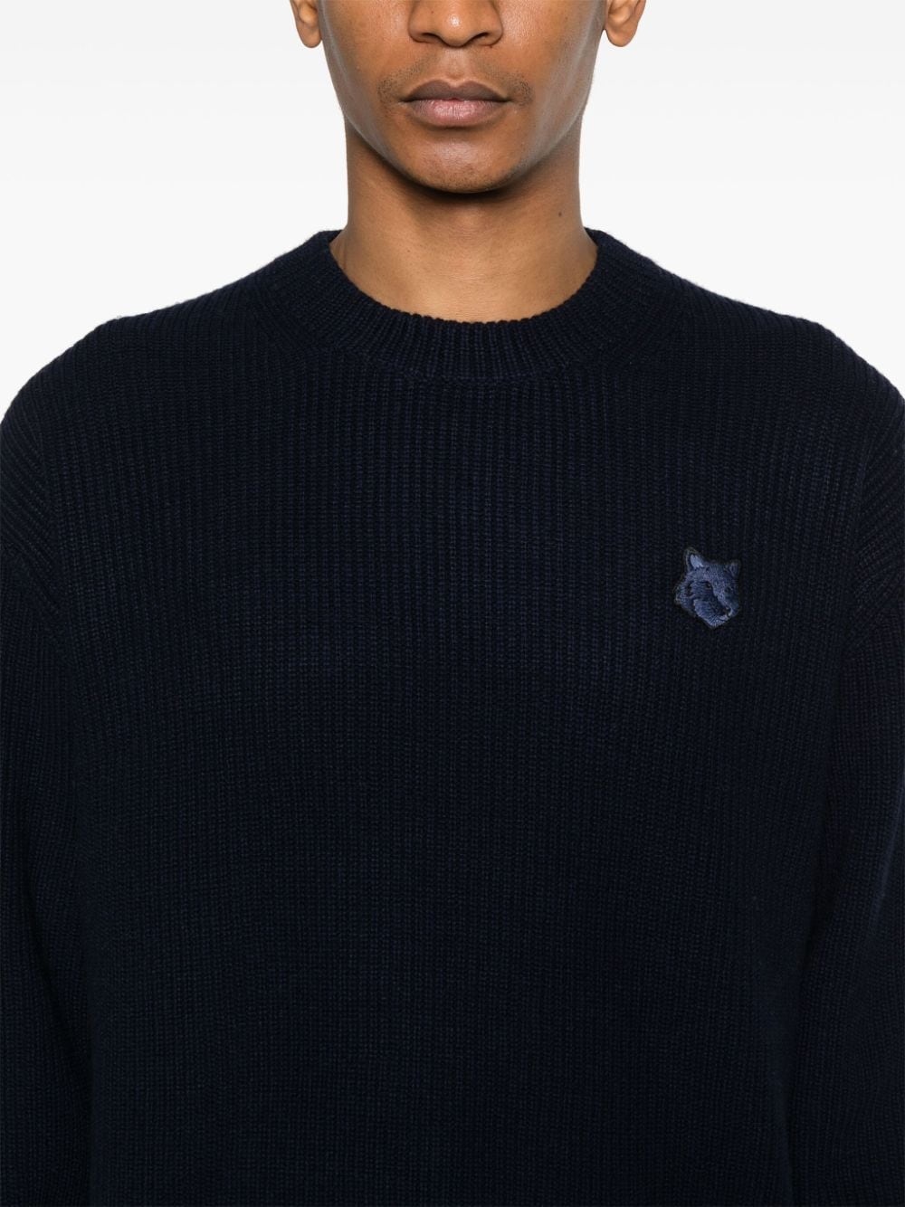 Bold Fox Head-patch ribbed sweater - 5