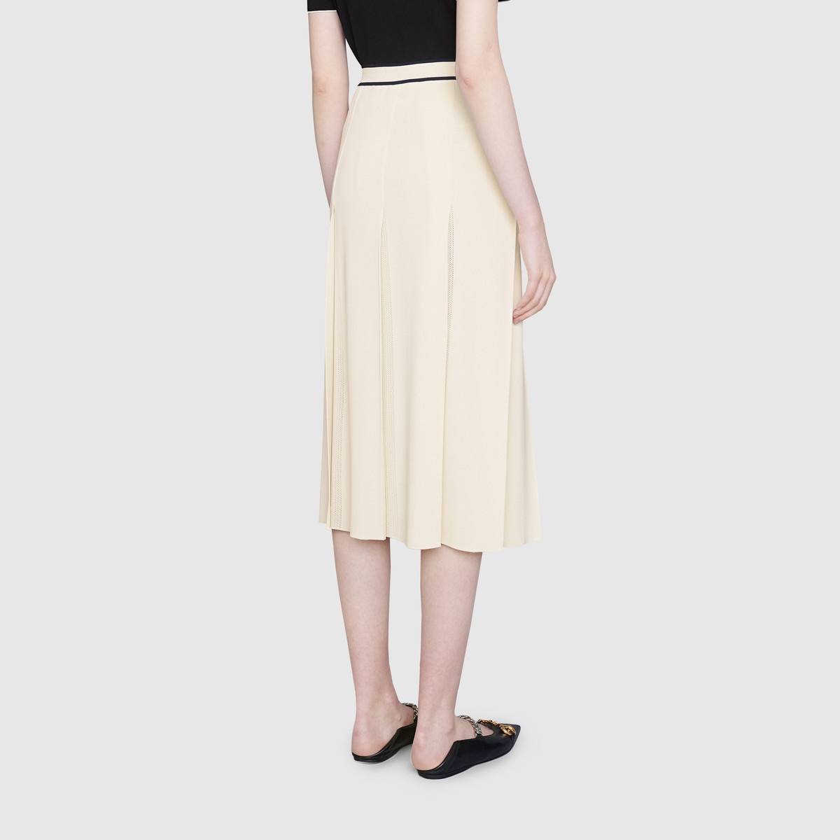 Fine viscose pleated midi skirt - 4