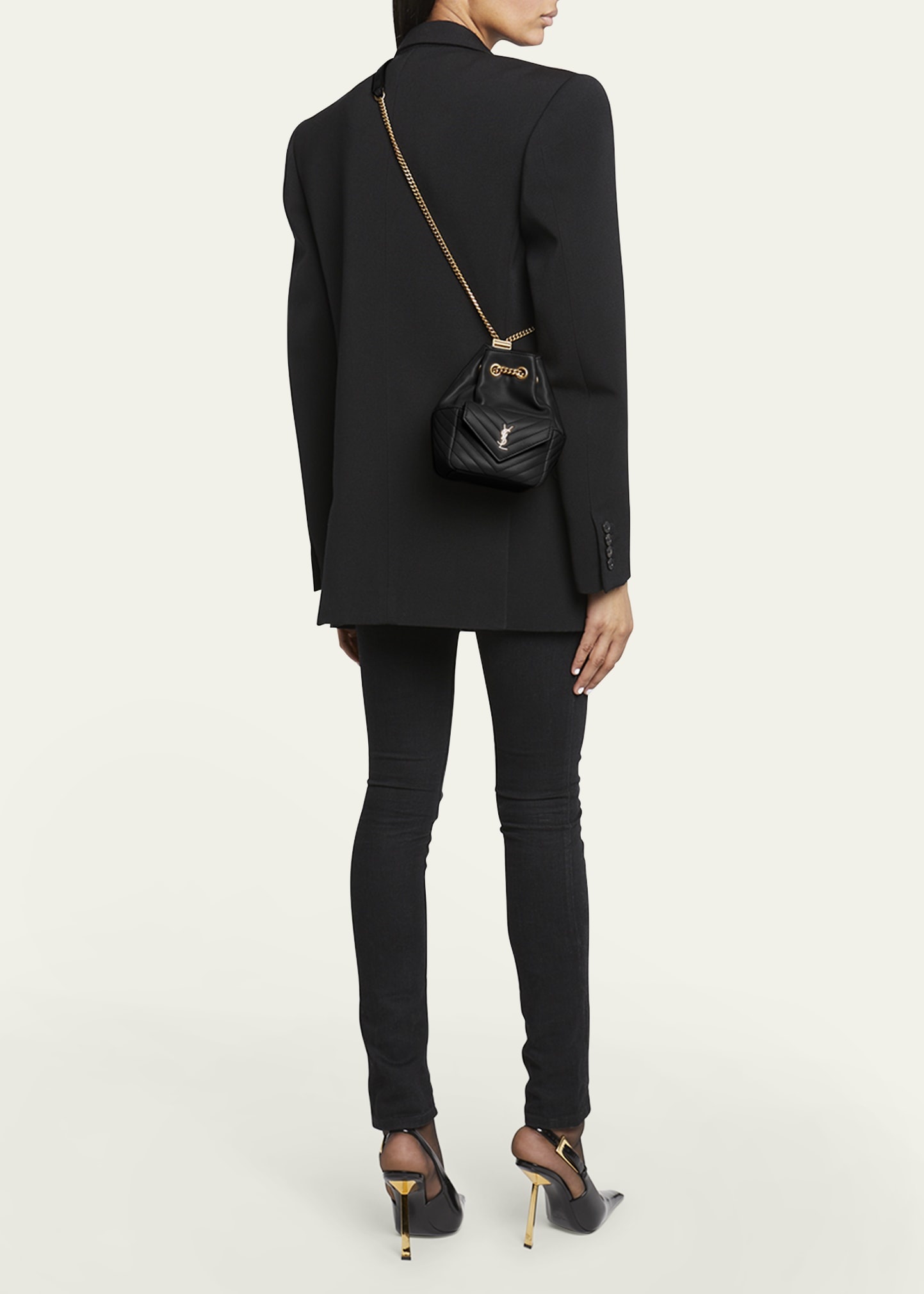 Joe Mini YSL Bucket Bag with Adjustable Strap in Smooth Leather - 5