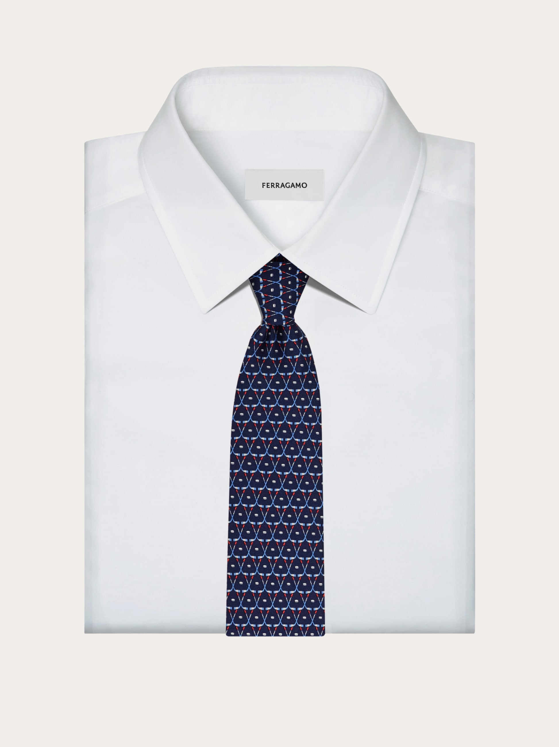 Hockey print silk tie - 4