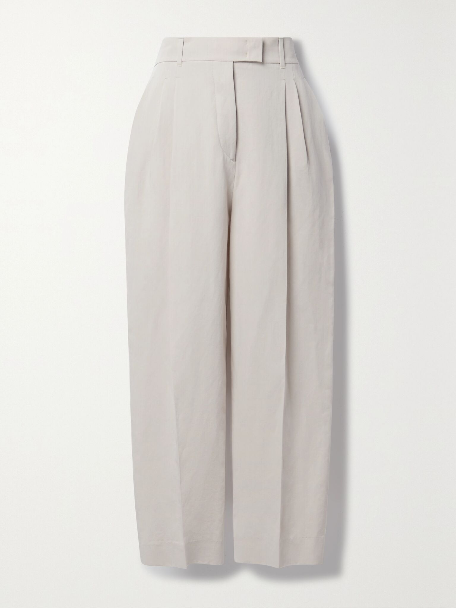 Wybie cropped pleated wool-blend twill wide-leg pants Beige - 1
