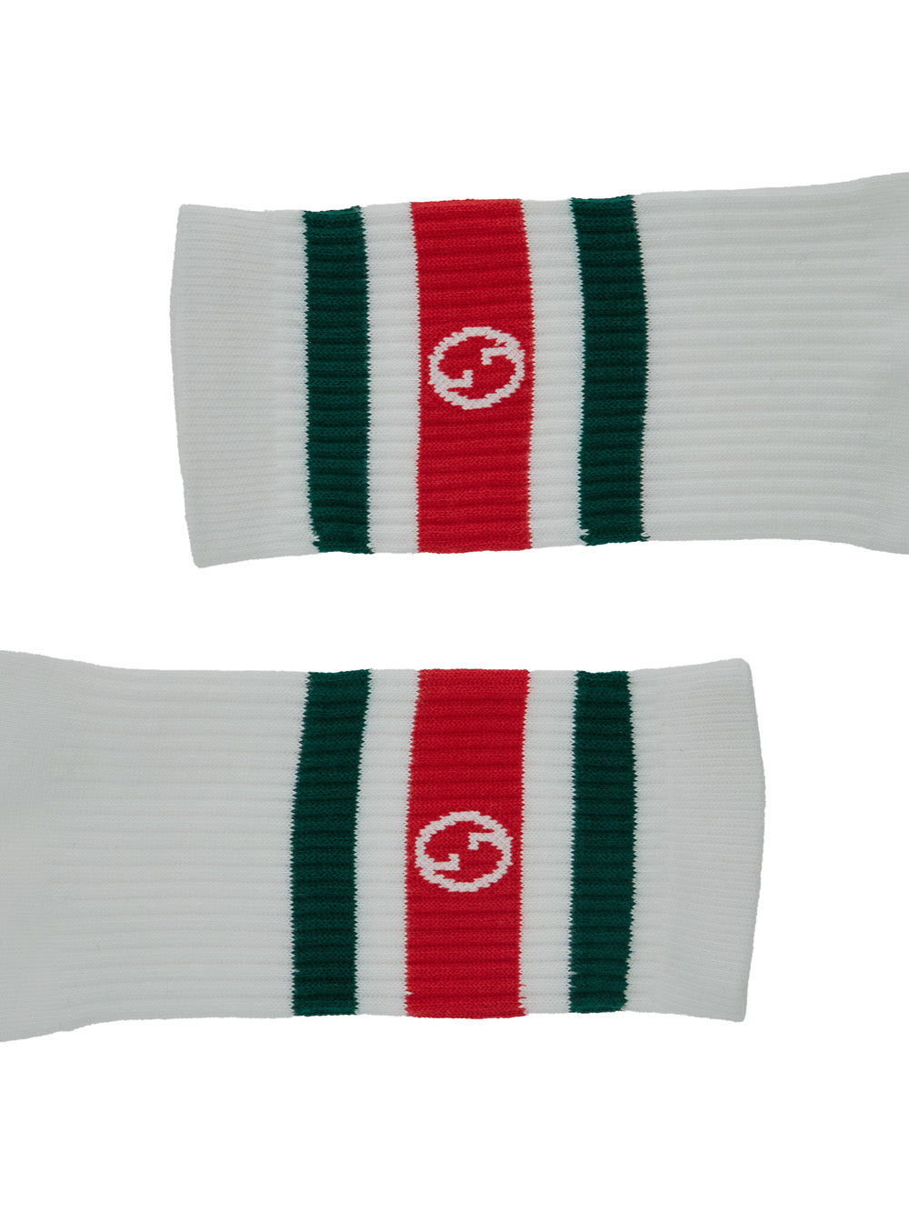 Gucci Men White Socks With Web Detail And Round Interlocking G In Jersey Man - 3