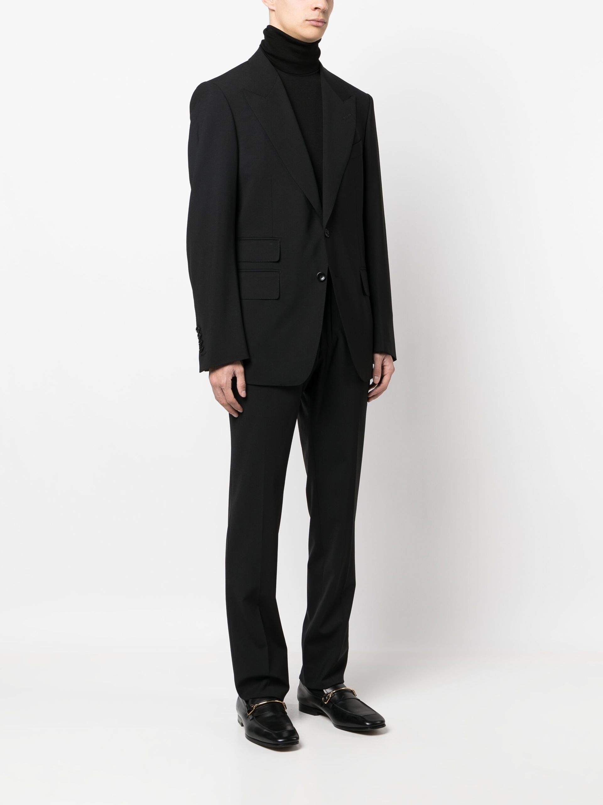 black Shelton single-breasted wool suit - 3