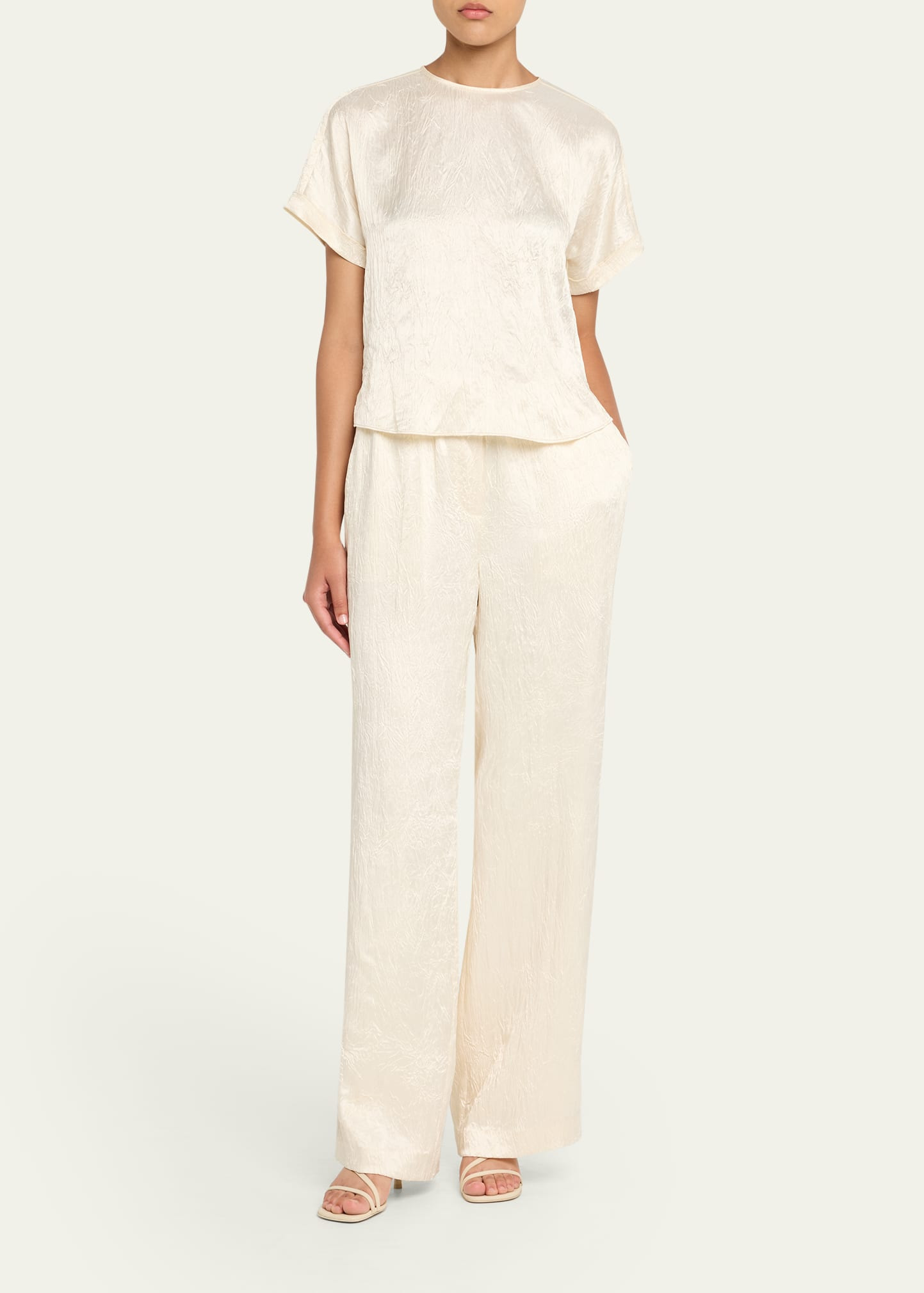 Elliat Crinkled Satin Drawstring Pants - 2