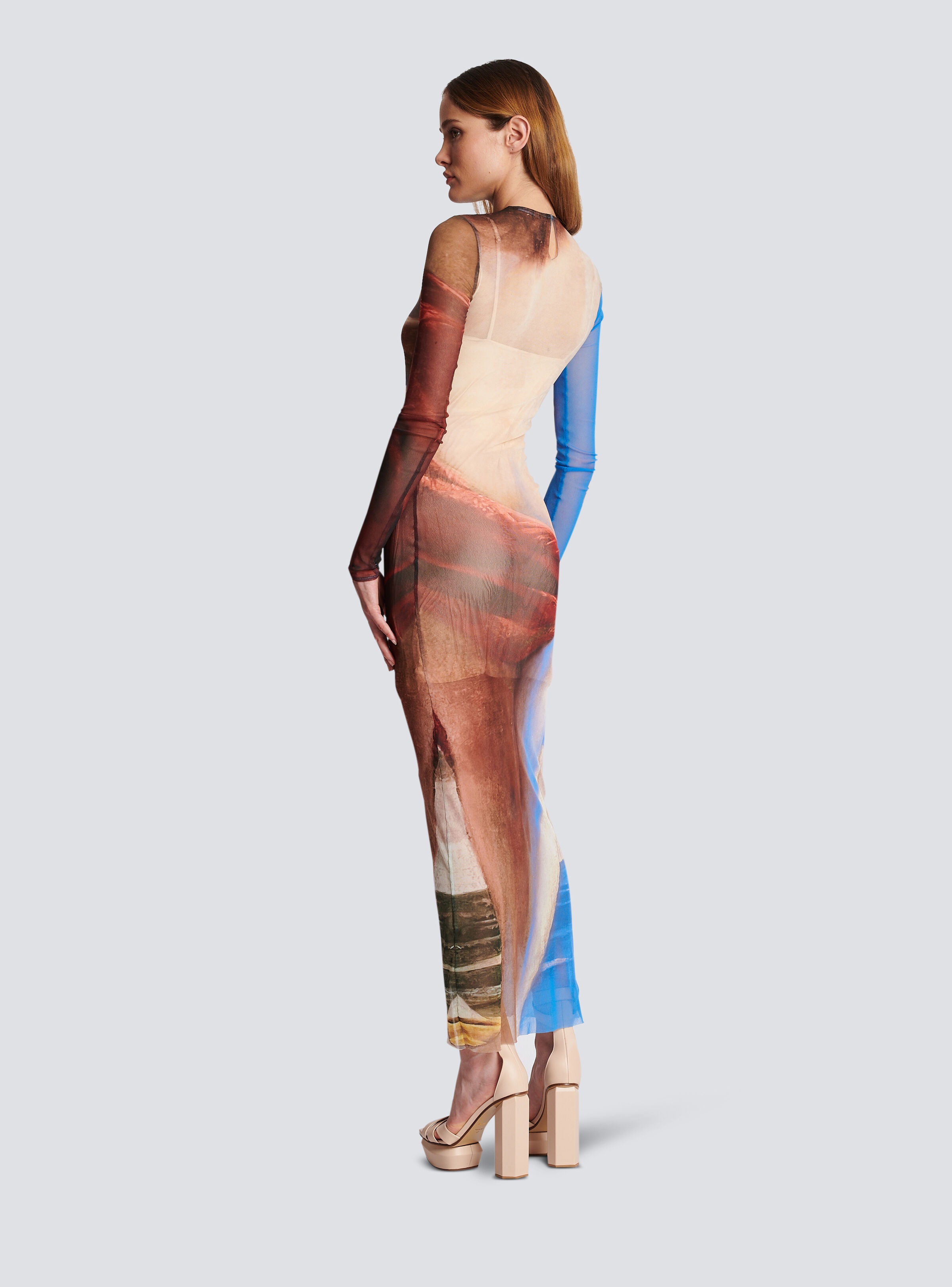 Trompe-l'oeil printed tulle maxi dress - 4