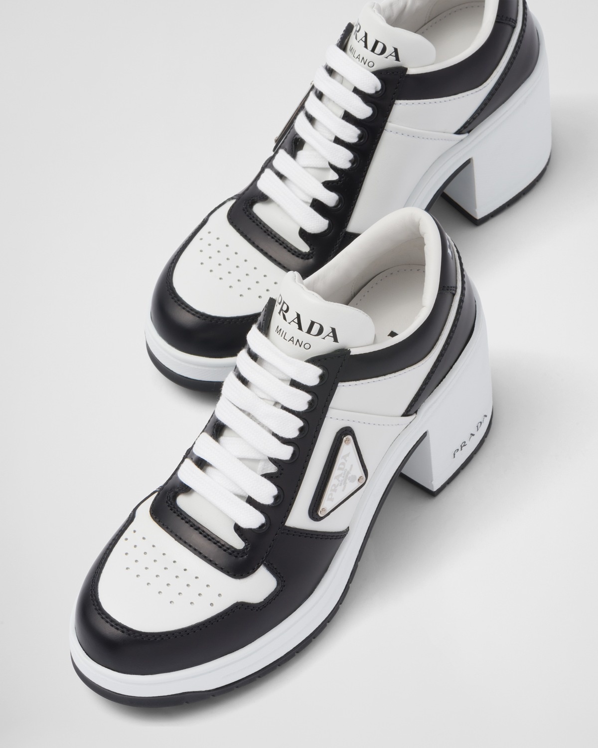 Downtown high-heeled leather sneakers - 6