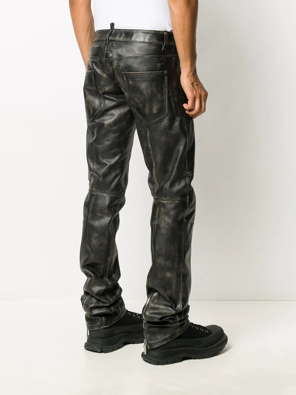 leather biker trousers - 4