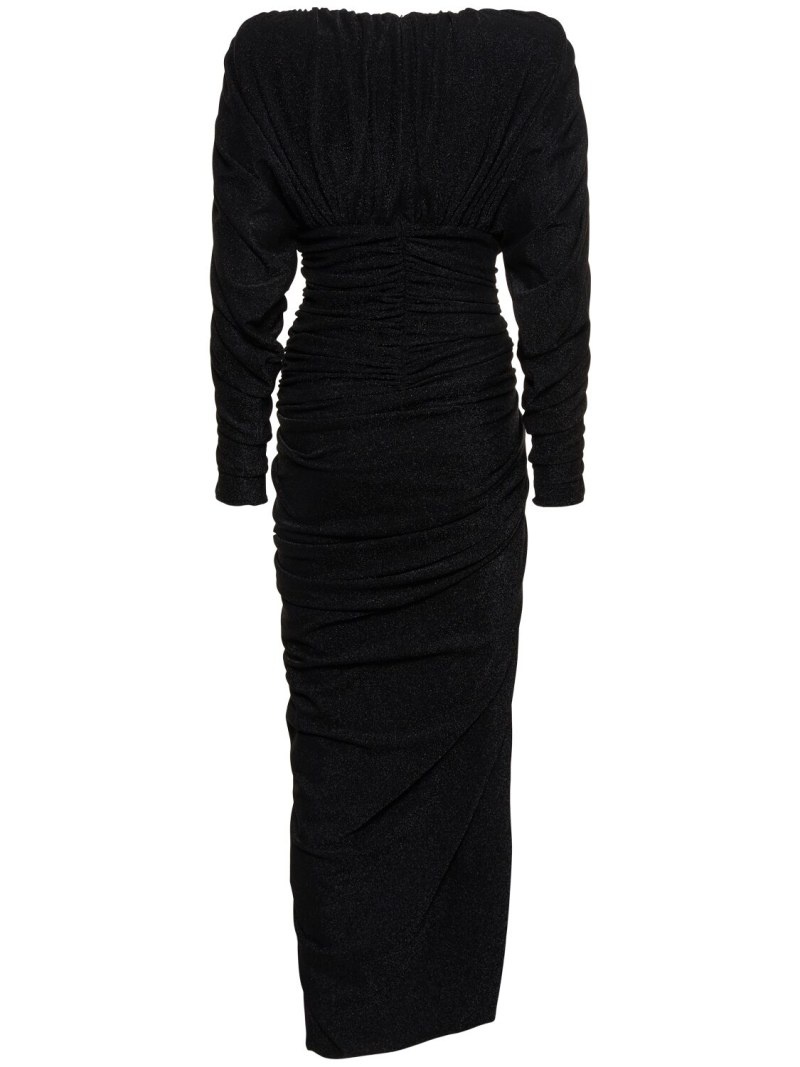 Draped lurex jersey long dress - 5