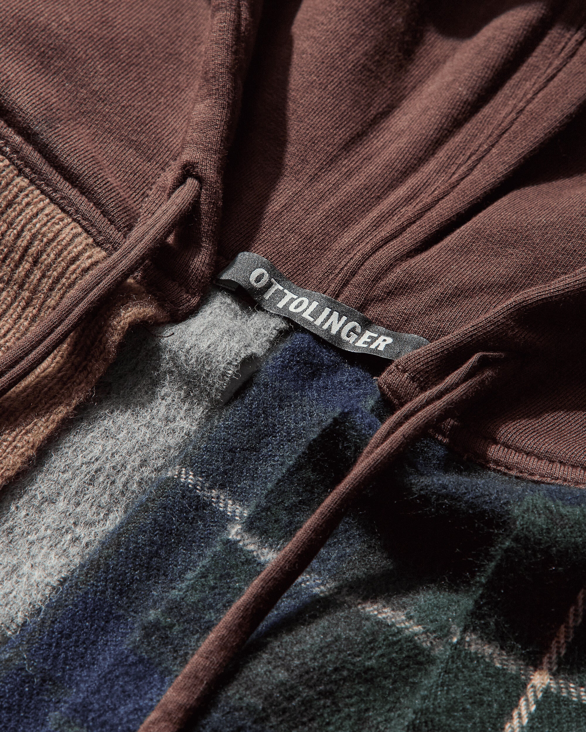 Deconstructed Hoodie Scarf Brown / Grey - 4