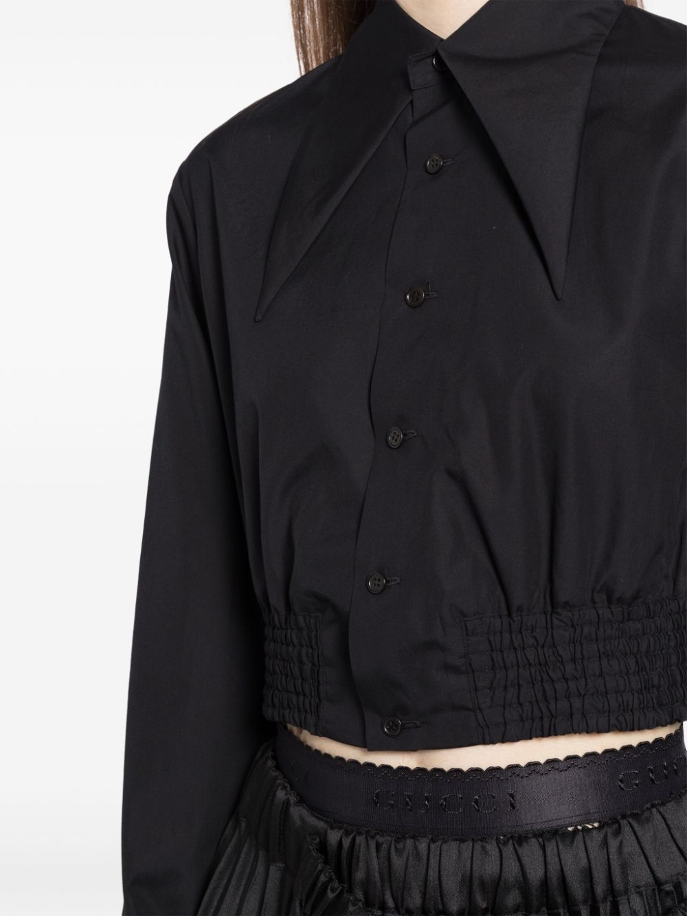 oversized collar cropped shirt - 9
