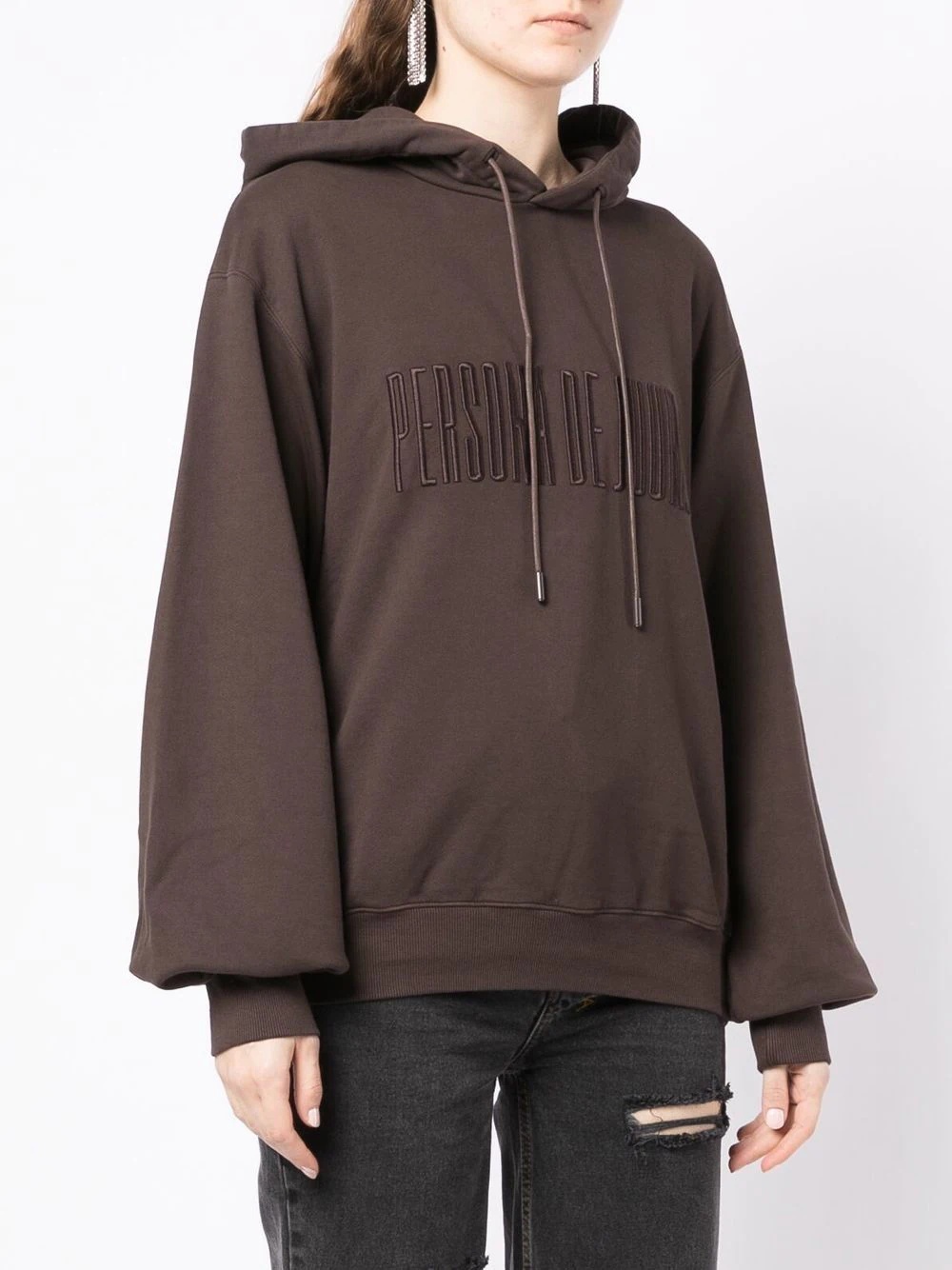 slogan drawstring hoodie - 3