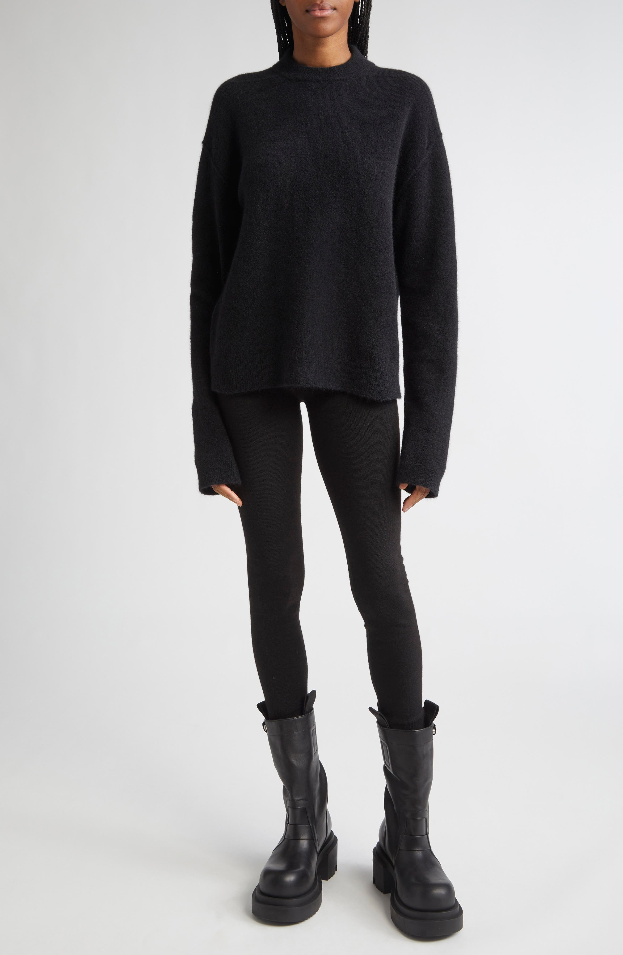 Rick Owens Tommy Alpaca & Wool Blend Sweater in Black at Nordstrom - 2