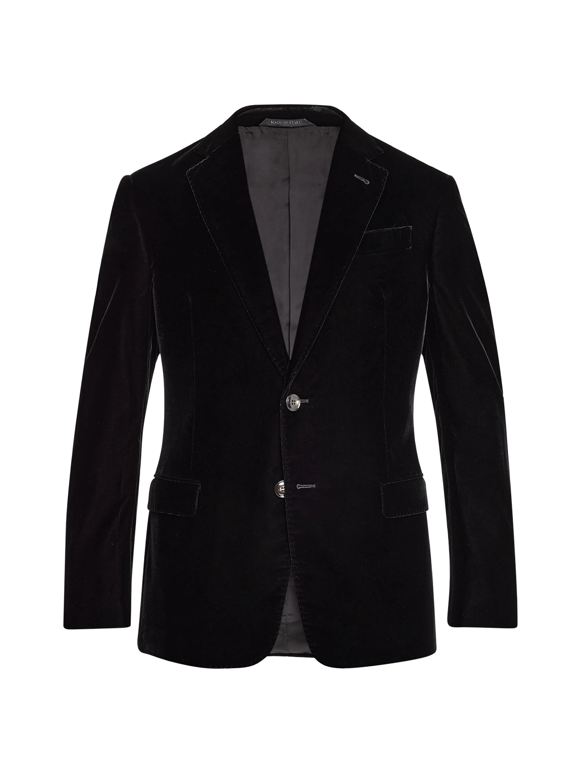 Men's Velvet Single-Breasted Dinner Jacket - Black - 1