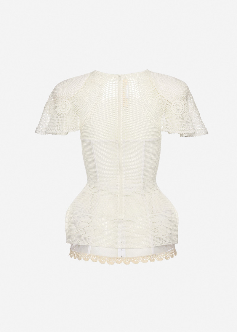 Crochet peplum top in white 2
