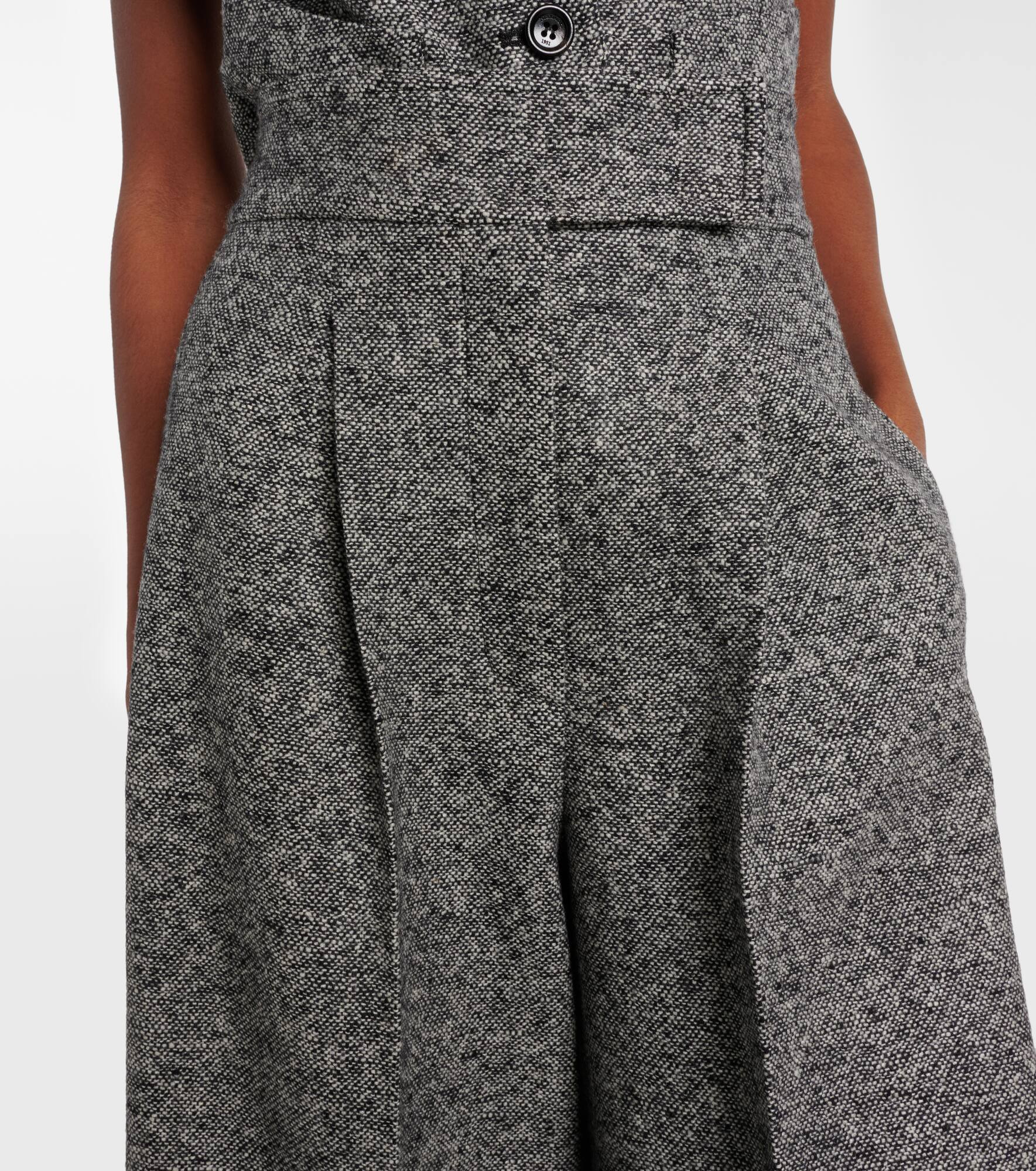 Simone wool and silk tweed wide-leg pants - 4