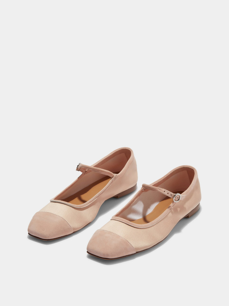 Aeyde Uma 새틴 과 suede mary jane flats peach outlook