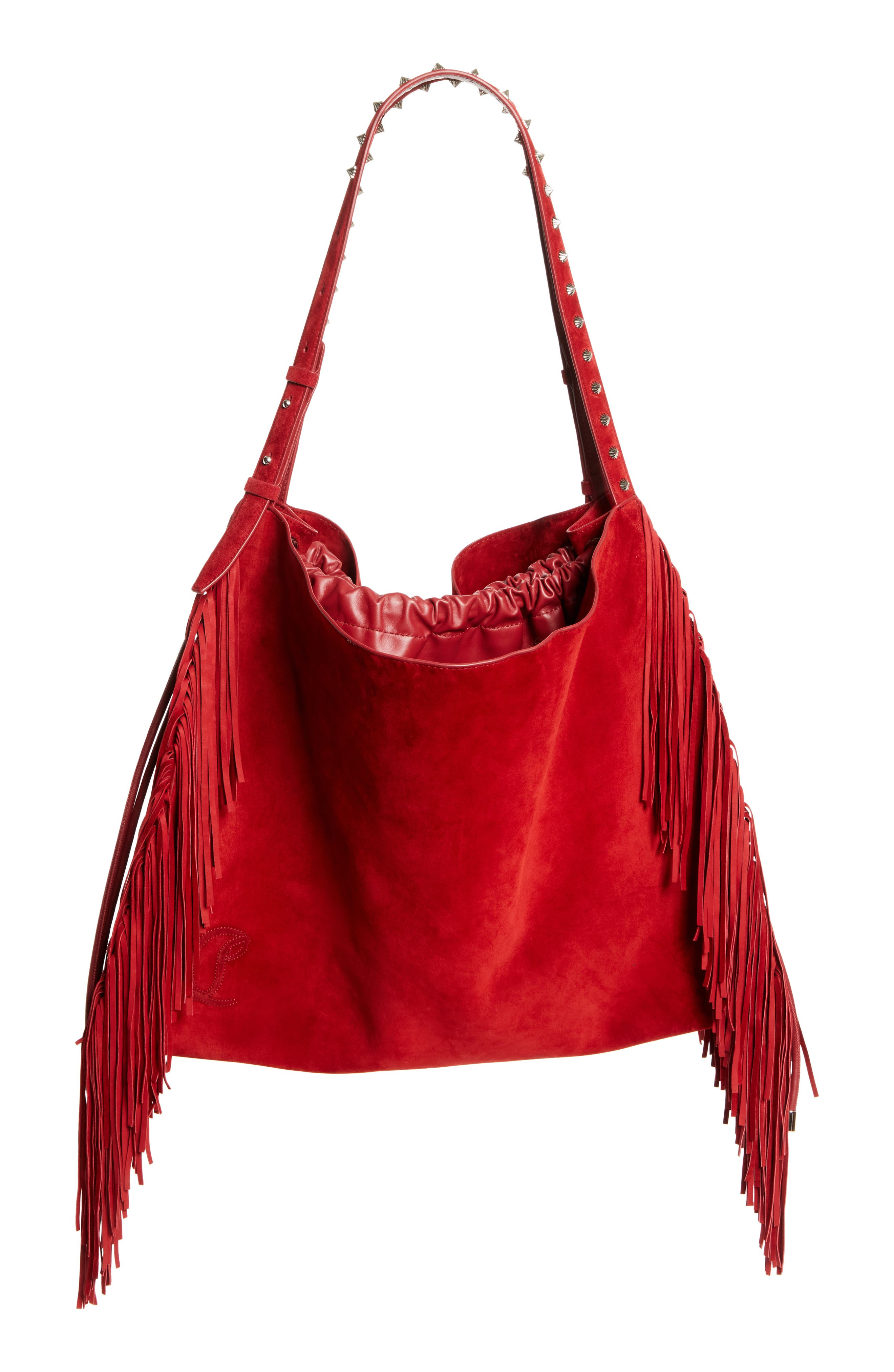 Christian Louboutin Baggy Fringe Suede Tote in Fever at Nordstrom - 1