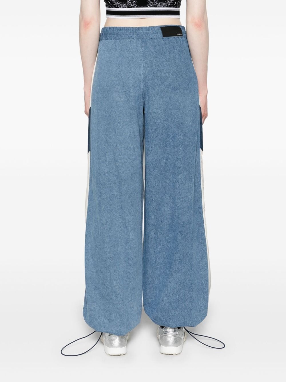 drawstring chambray track pants - 4