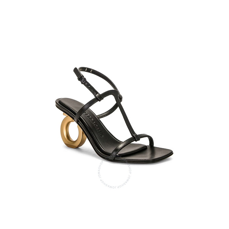 Salvatore Ferragamo Black Elina T-Strap Gancini Sandals - 2