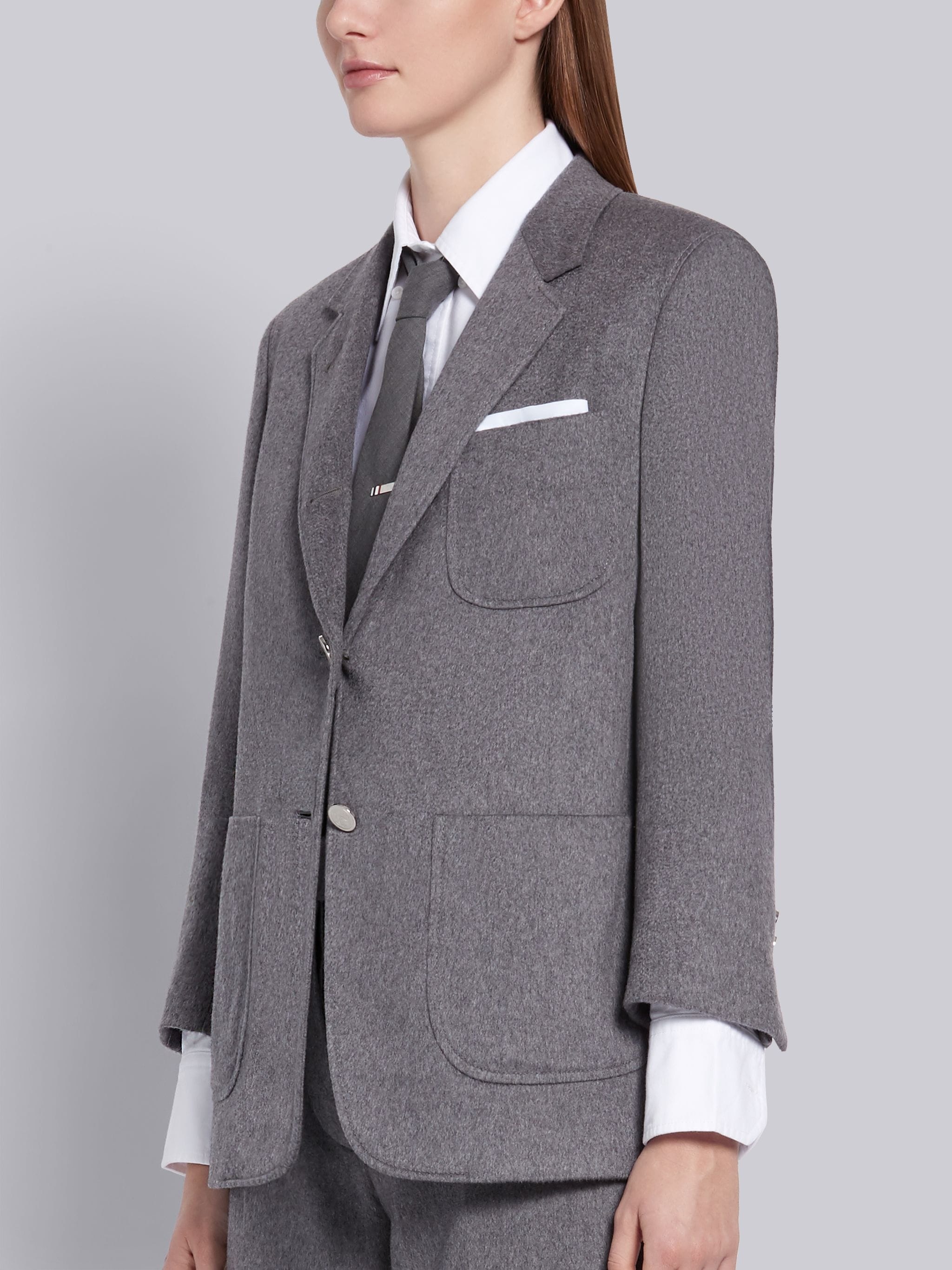 Medium Grey Cashmere Sack Jacket - 2