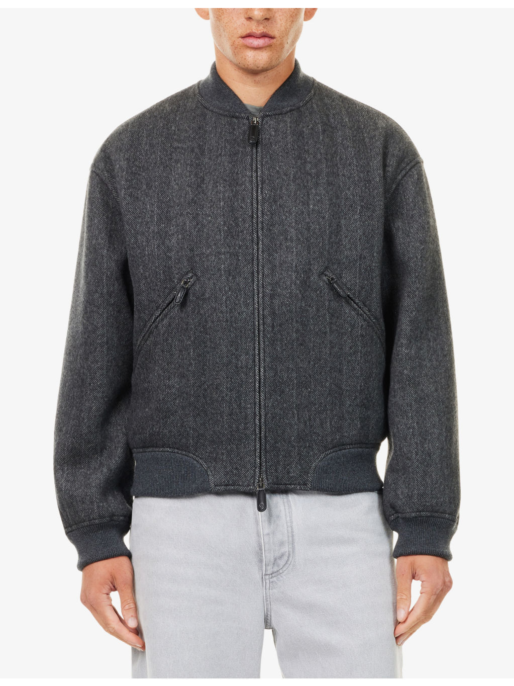 Herringbone Relaxed-Fit Cashmere Jacket - 3