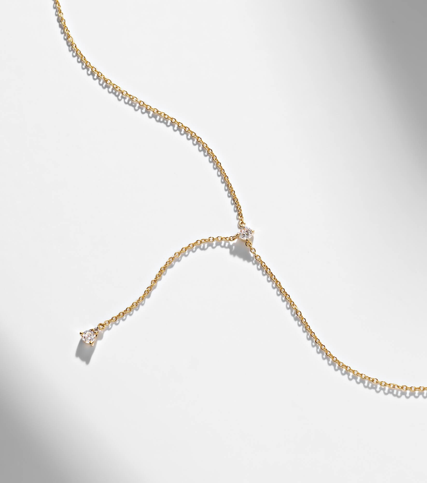 Perfect Pear 14kt gold lariat necklace with diamonds - 5