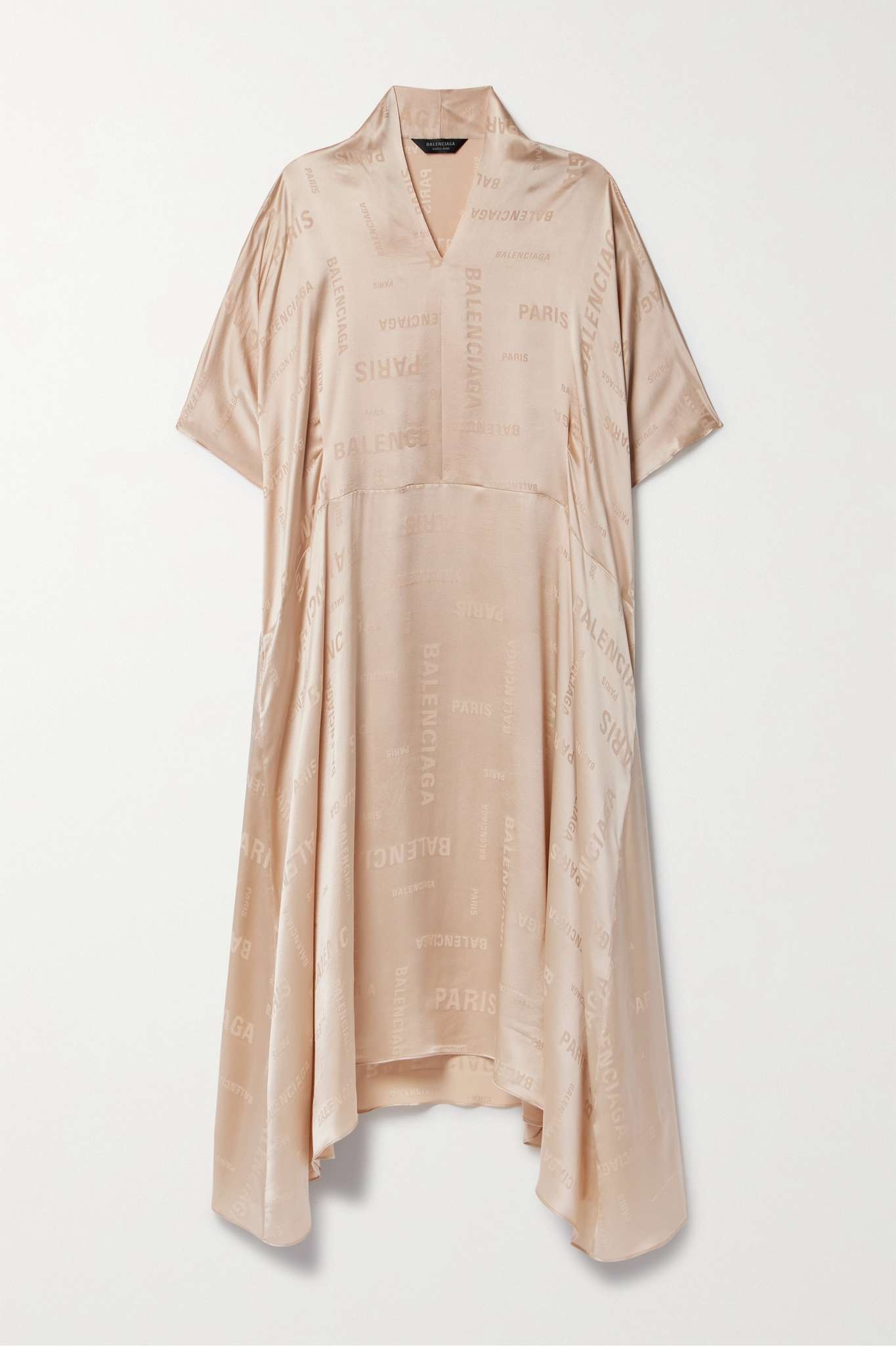 Oversized asymmetric silk-jacquard midi dress - 1