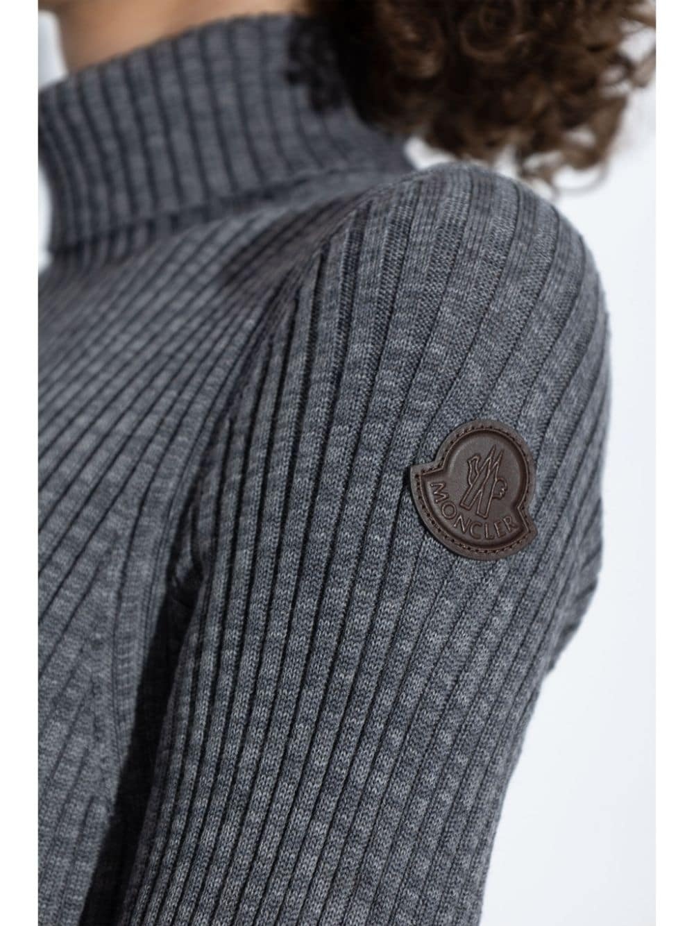 logo-patch wool maxi dress - 5