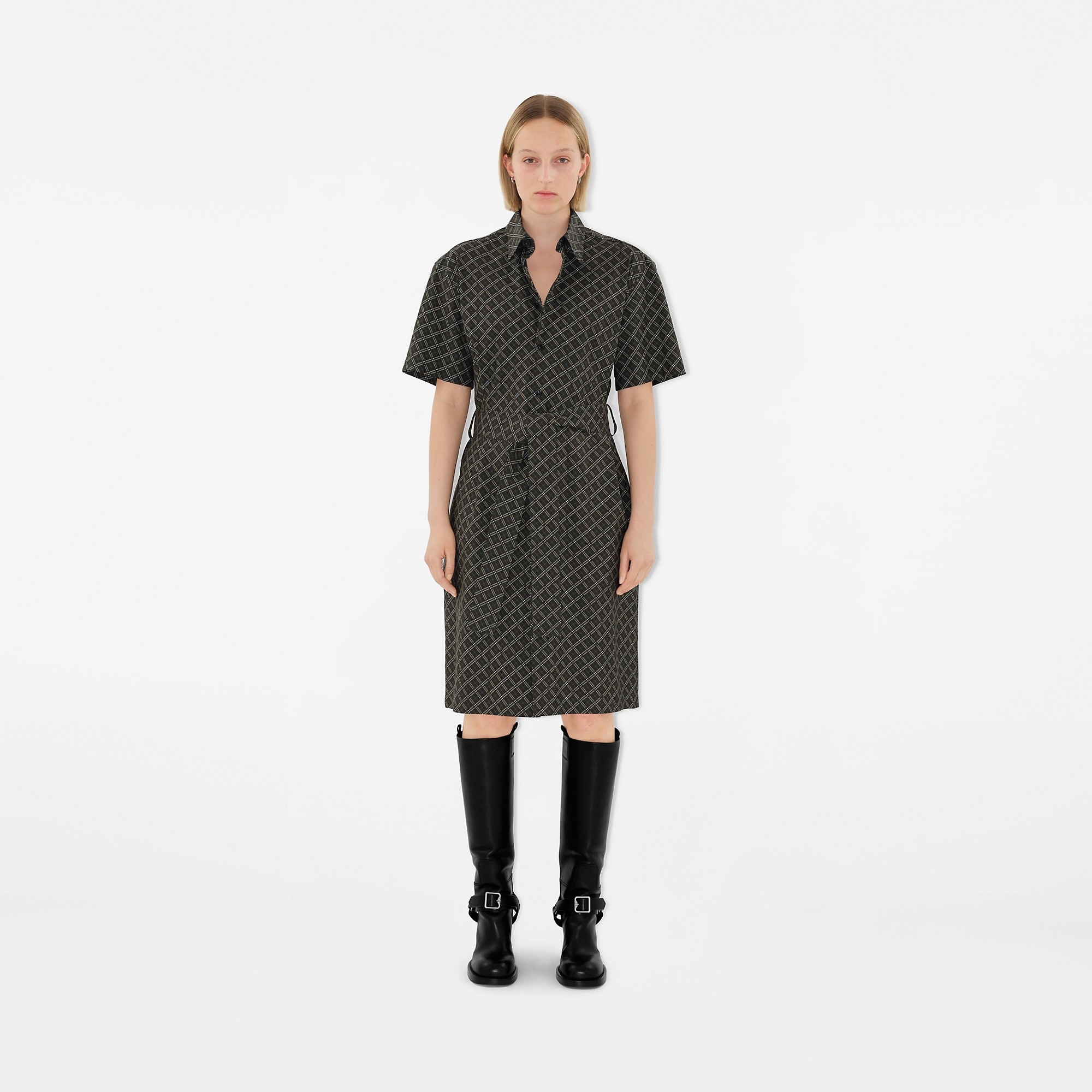 Check Cotton Shirt Dress - 2