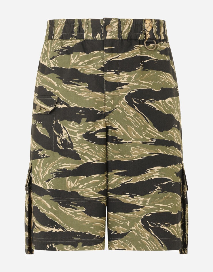 Cotton shorts with camouflage print - 1