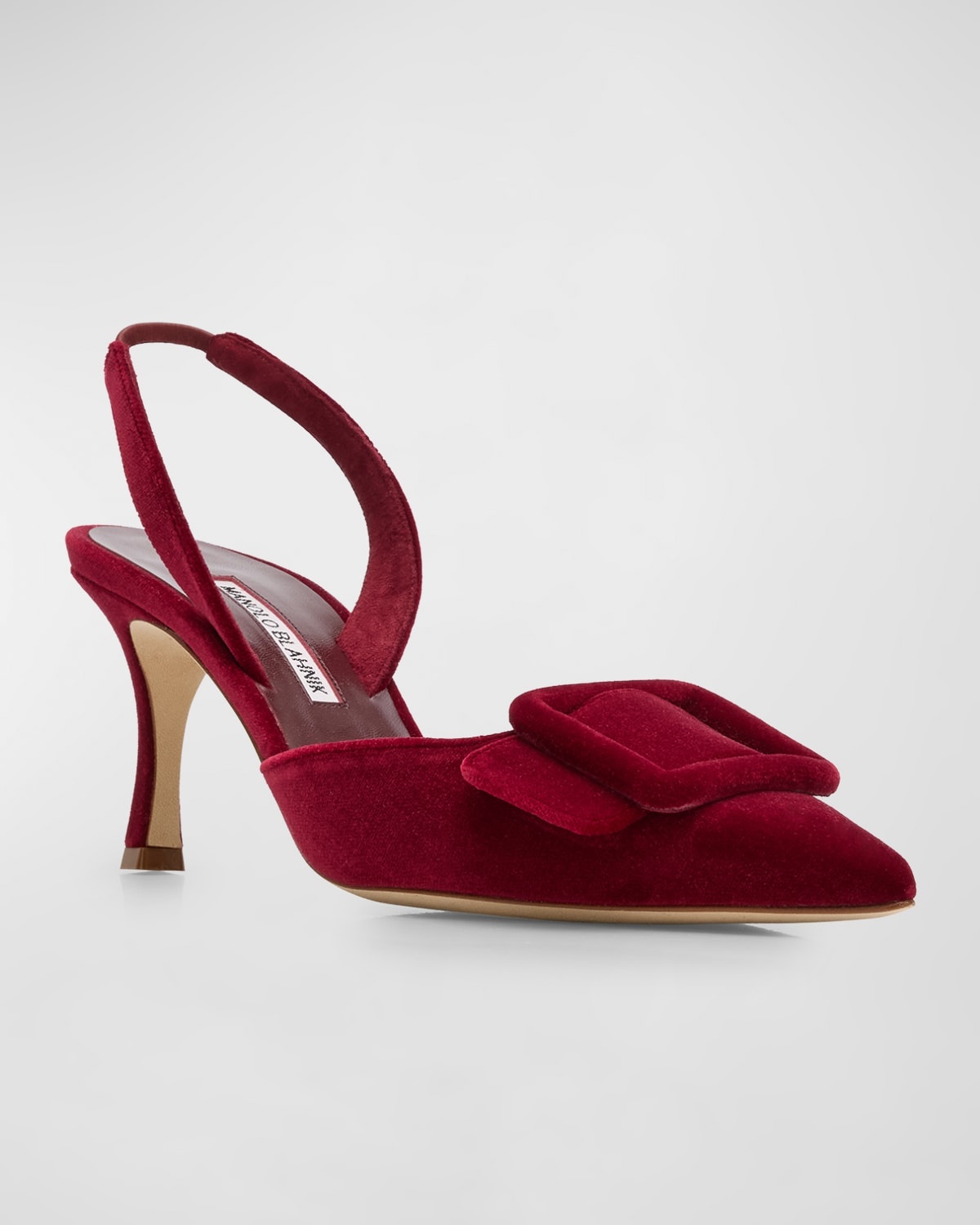 Maysli Velvet Buckle Slingback Pumps - 3