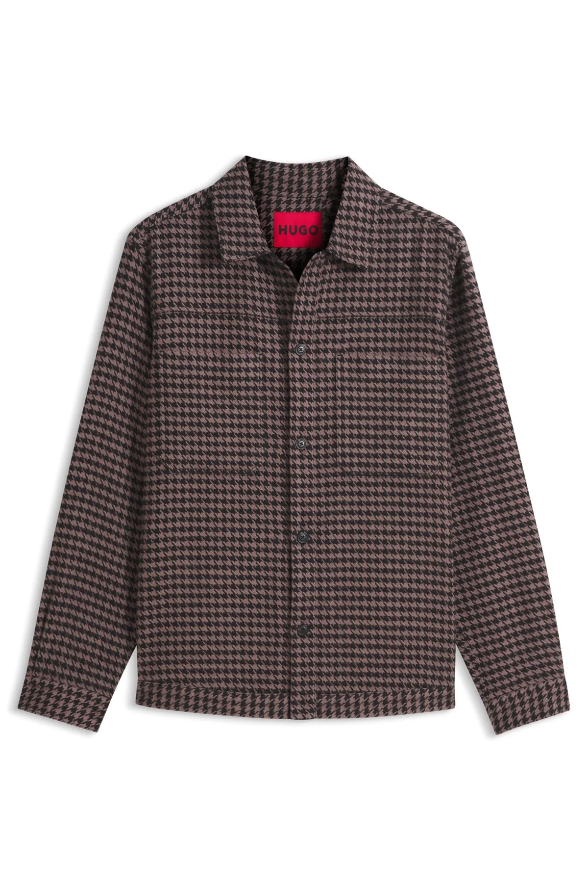 CROPPED OVERSIZED-FIT SHIRT IN HOUNDSTOOTH COTTON - 1