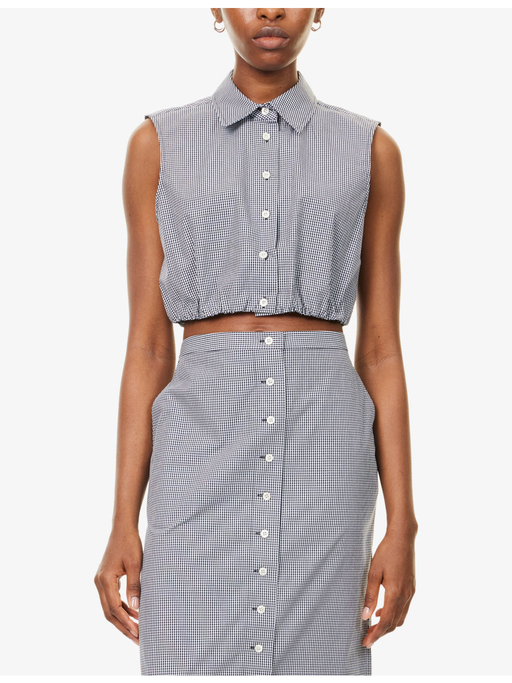 Check-Print Sleeveless Cotton Top - 3