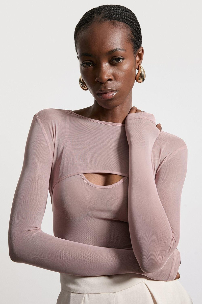 Double Layered Cut Out Mesh Bodysuit 5