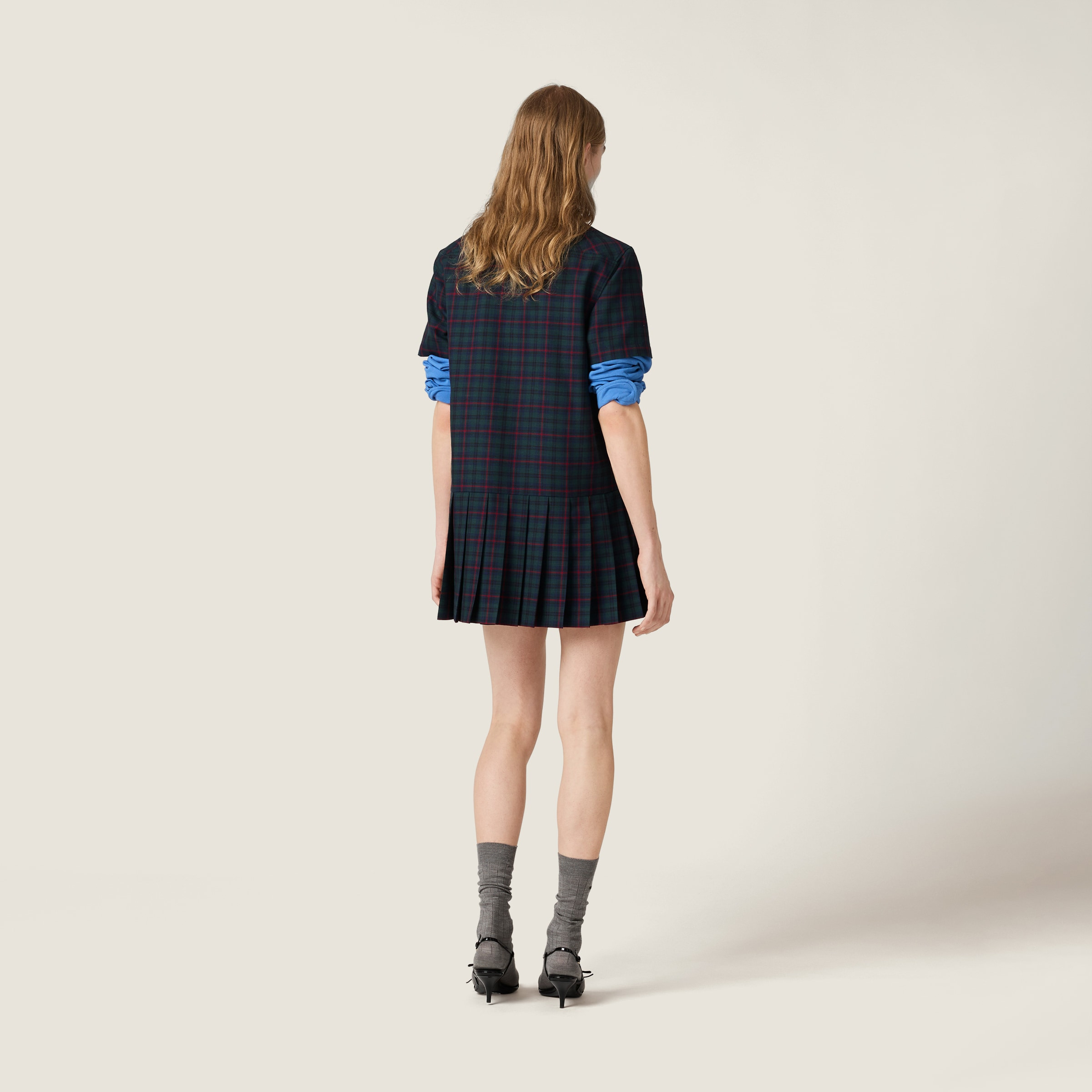 Pleated plaid mini-dress - 3
