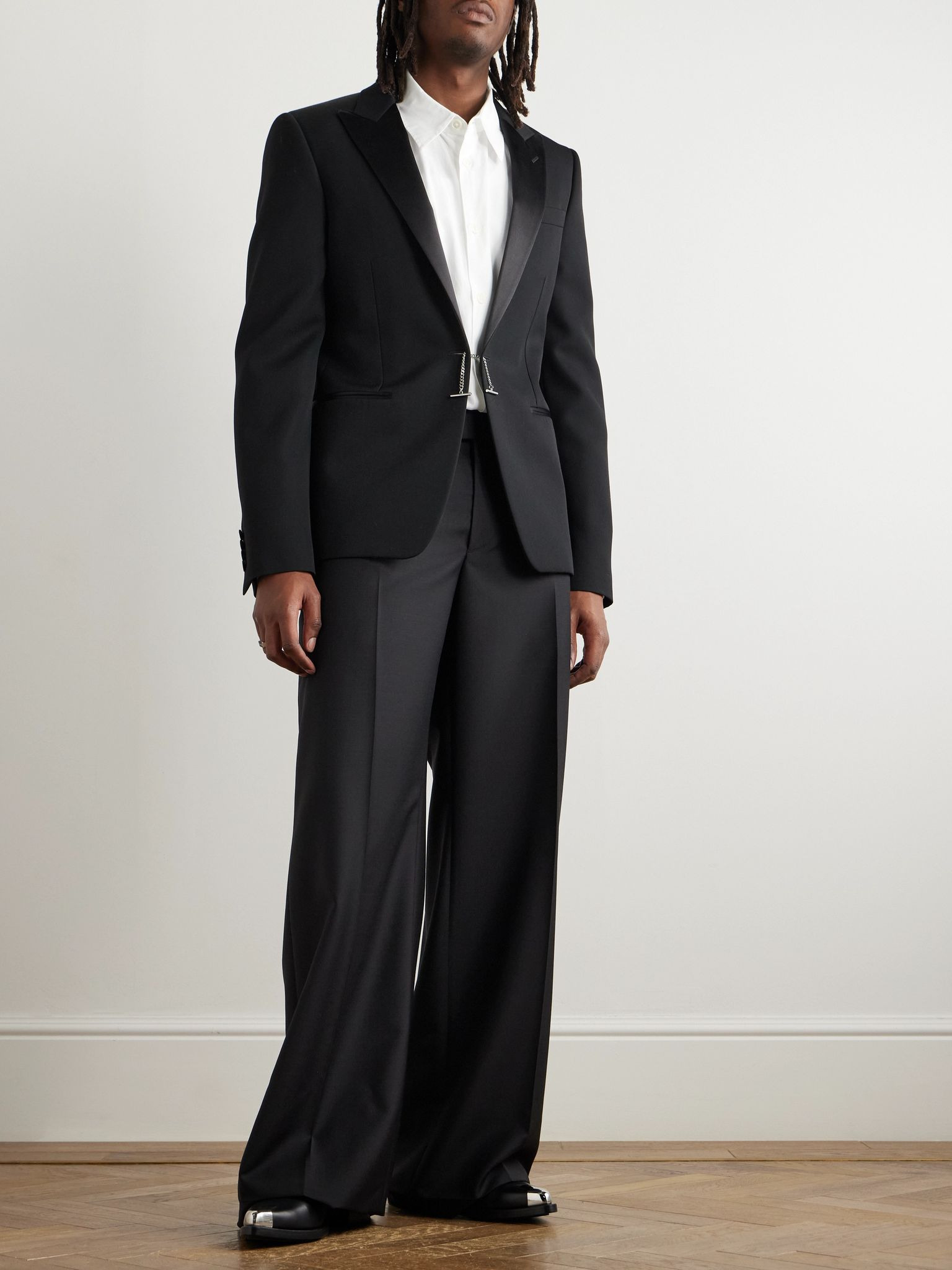 Slim-Fit Silk-Trimmed Grain de Poudre Wool Blazer Black - 2